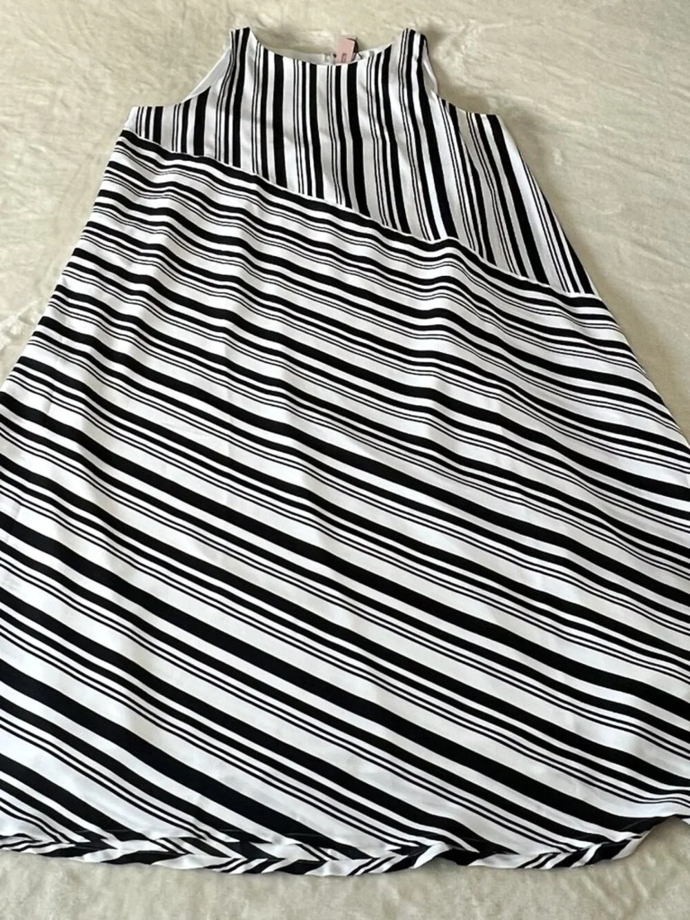 Chico's Black Label stripe sleeveless A-line midi dress black white size 16 NWT